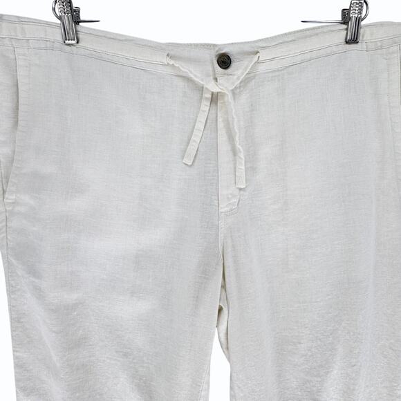 Tasso Elba Mens White Linen Drawstring Pants Size 2XL Relaxed Beachy Summer - Picture 2 of 11